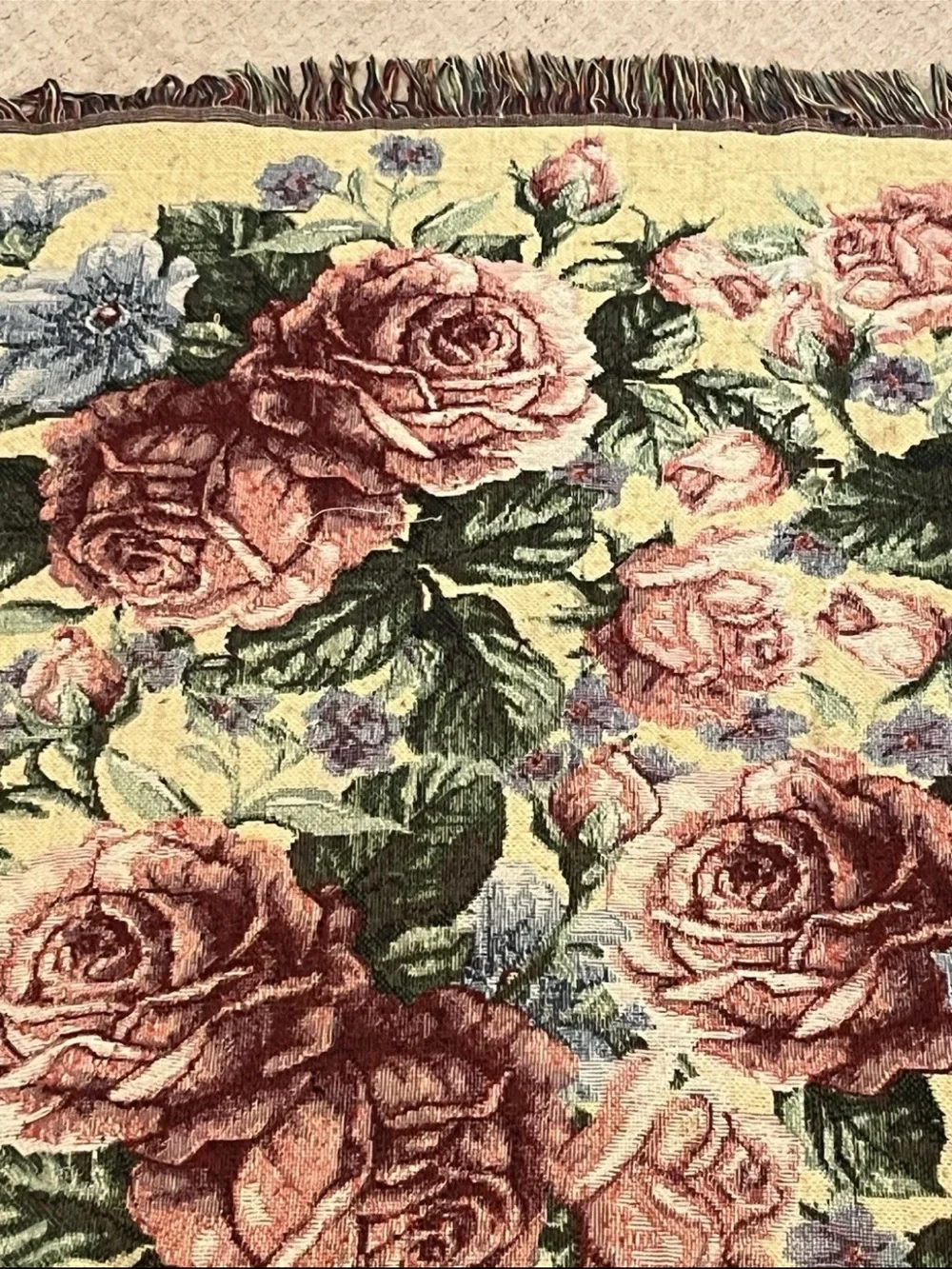 Floral Rose Throw Blanket in Blush Pink and Cream. Cottage. Prairie. Whimsy.